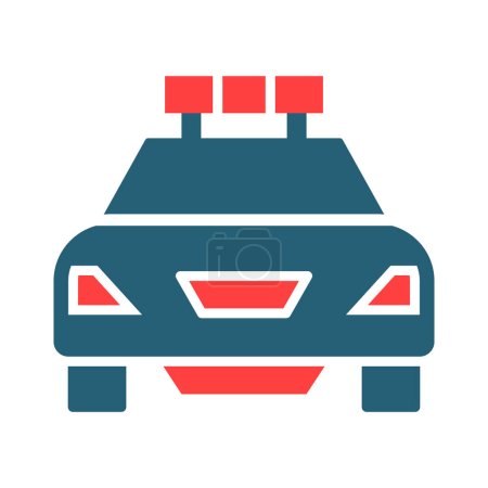 Téléchargez les illustrations : Glyphe de voiture de police Icône deux couleurs pour un usage personnel et commercial - en licence libre de droit