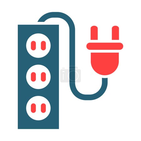 Illustration for Extension Cord Glyph Two Color Icon For Personal And Commercial Use - Royalty Free Image