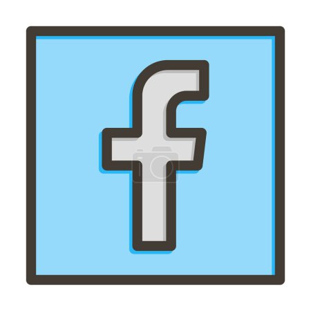 Facebook Vector Thick Line Filled Colors Icon For Personal And Commercial Use