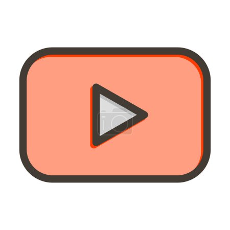 Youtube Vector línea gruesa llena de colores icono para uso personal y comercial