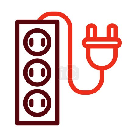 Illustration for Extension Cord Vector Thick Line Two Color Icons For Personal And Commercial Use - Royalty Free Image