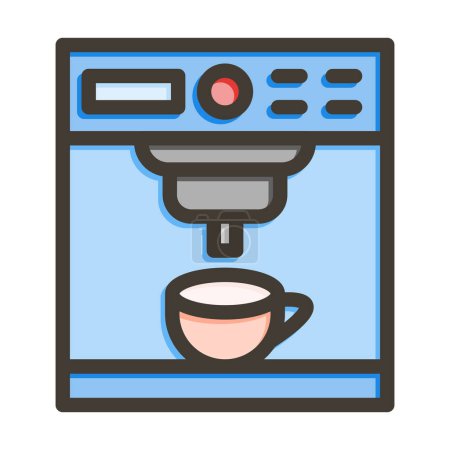 Ilustración de La línea gruesa del vector del fabricante de café llenó el ícono de los colores para el uso personal y comercial - Imagen libre de derechos