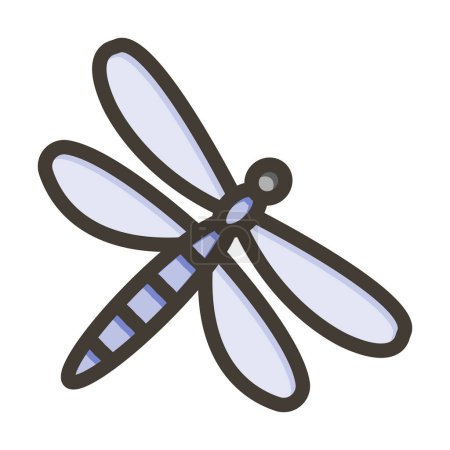 Téléchargez les illustrations : Icône remplissante de couleurs de ligne épaisse de vecteur de libellules pour l'usage personnel et commercial - en licence libre de droit