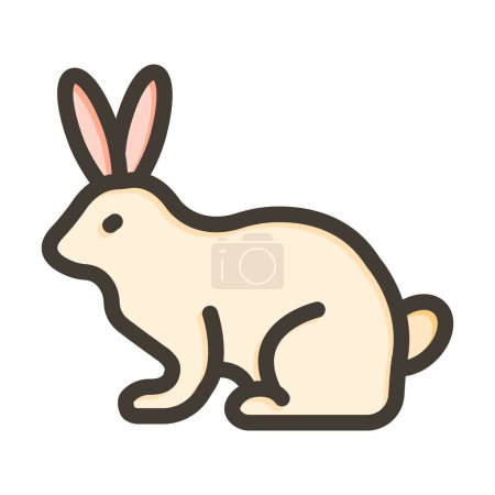 La línea gruesa del vector del conejo llenó el ícono de los colores para el uso personal y comercial