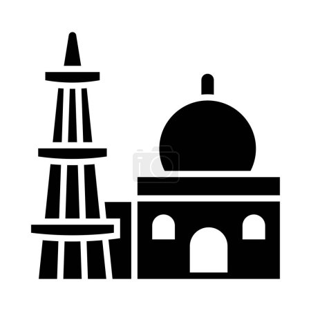 Illustration for Qutub Minar Vector Glyph Icon For Personal And Commercial Use - Royalty Free Image