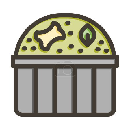 Téléchargez les illustrations : Icône remplissante de couleurs de ligne épaisse de vecteur de compost pour l'usage personnel et commercial - en licence libre de droit