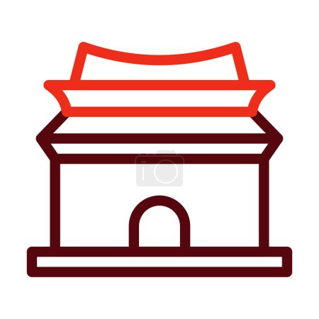 Illustration for Ming Dynasty Tombs Vector Thick Line Two Color Icons For Personal And Commercial Use - Royalty Free Image