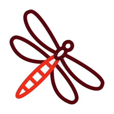 Téléchargez les illustrations : Dragonflies vecteur épais ligne deux icônes de couleur pour un usage personnel et commercial - en licence libre de droit