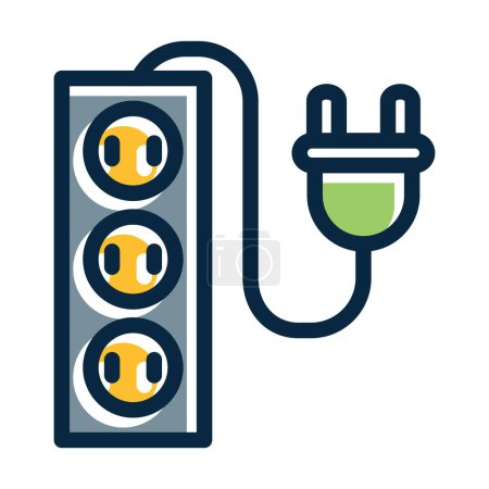 Illustration for Extension Cord Vector Thick Line Filled Dark Colors Icons For Personal And Commercial Use - Royalty Free Image