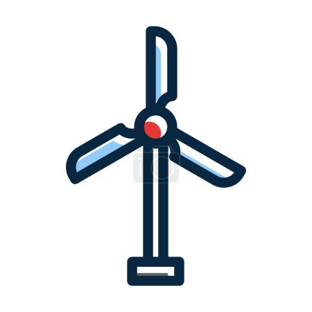 Illustration for Eolic Turbine Vector Thick Line Filled Dark Colors Icons For Personal And Commercial Use - Royalty Free Image