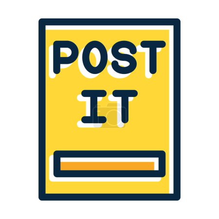 Ilustración de Post It Vector línea gruesa llena de iconos de colores oscuros para uso personal y comercial - Imagen libre de derechos