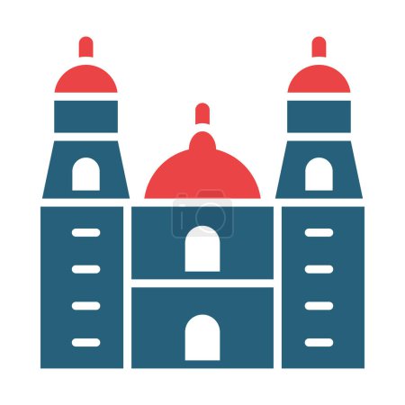 Téléchargez les illustrations : Cathédrale de Morelia Glyphe vectoriel deux icônes de couleur pour un usage personnel et commercial - en licence libre de droit