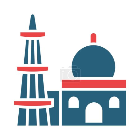 Illustration for Qutub Minar Vector Glyph Two Color Icons For Personal And Commercial Use - Royalty Free Image
