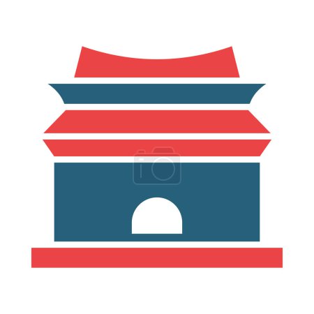 Téléchargez les illustrations : Glyphe vectoriel de tombes de dynastie Ming deux icônes de couleur pour l'usage personnel et commercial - en licence libre de droit