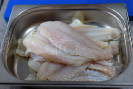 Photo for Sole prepared for cooking. Fish in the kitchen tub - Royalty Free Image