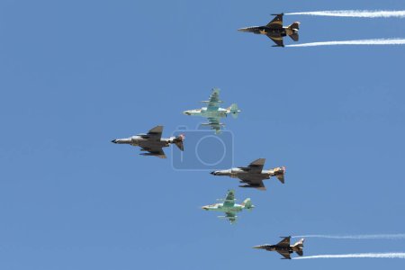 Photo for Demonstrations of warplanes during the exercise with international participation in Turkey with the name Anatolian eagle training 2021. - Royalty Free Image