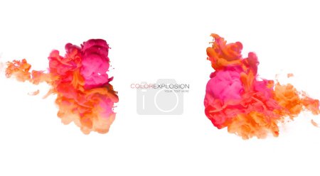 Photo for Closeup of a colorful acrylic ink in water isolated on white. Abstract background. Color explosion - Royalty Free Image