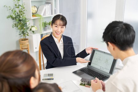 Business woman giving real estate information