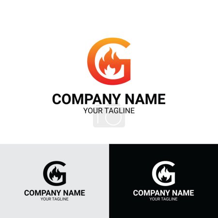 Foto de G carta gradiente fuego llama parrilla resto logotipo plantilla - Imagen libre de derechos