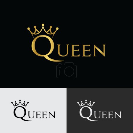 Foto de Plantilla de logotipo de texto Queen con un icono de corona - Imagen libre de derechos