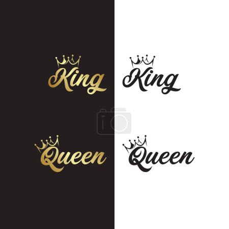 Foto de Plantilla de logotipo de texto King & Queen con un icono de corona - Imagen libre de derechos