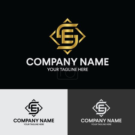 Foto de Plantilla de logotipo tipográfico inicial SE o ES Carta dentro de una caja cuadrada - Imagen libre de derechos