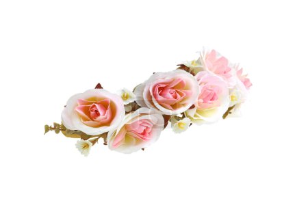 Foto de Rosa rosas flor corona lado vista aislada sobre fondo blanco con recorte caminos - Imagen libre de derechos