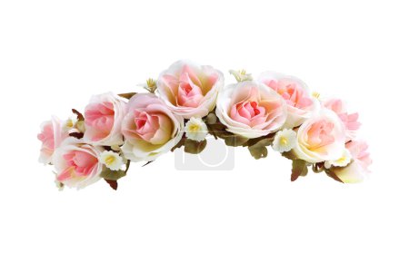 Foto de Rosa Rosas Flower Crown Front Vista aislada sobre fondo blanco con recorte de caminos - Imagen libre de derechos