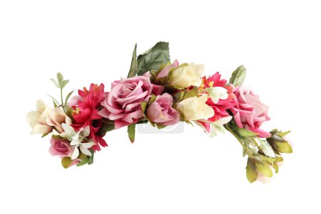 Téléchargez les photos : Fleur colorée Couronne Vue de face isolé sur fond blanc avec des chemins de coupe - en image libre de droit