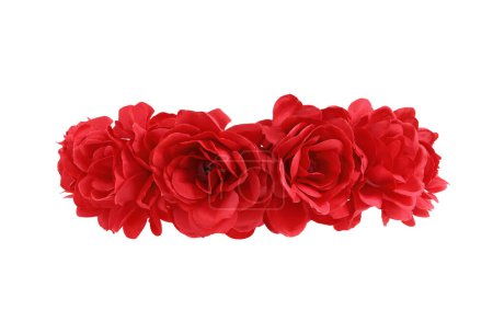 Foto de Rosa roja corona vista frontal aislado sobre fondo blanco con recorte caminos - Imagen libre de derechos