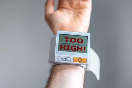 Photo for Blood pressure monitor indicates too high values. - Royalty Free Image
