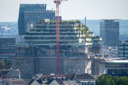 More than 4000 trees are planted on top of a world war 2 bunker in Hamburg, Germany. On May 15th 2023 the green roof project is still under construction..	