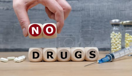 Photo for Wooden cubes form the expression 'no drugs'. - Royalty Free Image