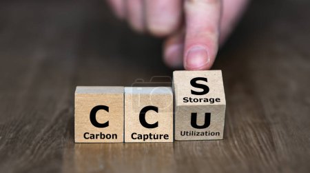 Würfel bilden den Ausdruck CCU (Kohlenstoffabscheidung) und CCS (Kohlenstoffabscheidung)).