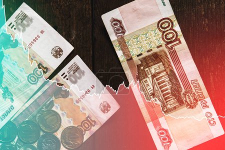 Photo for Background with  chart of falling Russian ruble price affected by economic sanctions - Royalty Free Image