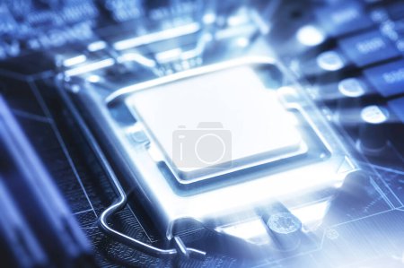 Photo for Closeup of shining computer processor CPU with blank space for design - Royalty Free Image