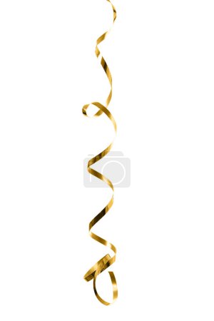 Photo for Golden curly gift ribbon isolated on white background - Royalty Free Image