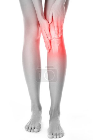 Photo for Female knee and and X-ray effect with an injured joint - Royalty Free Image