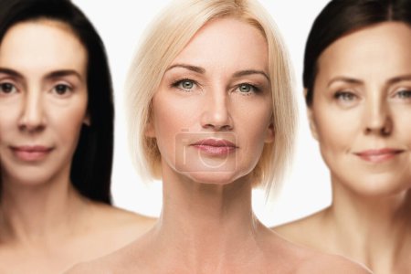 Téléchargez les photos : Groupe de différentes belles femmes d'âge moyen avec la peau ridée - en image libre de droit