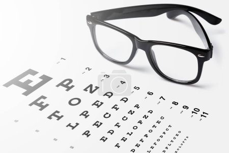 Foto de Antecedentes con gráfico ocular para pruebas de agudeza visual y anteojos con borde negro - Imagen libre de derechos