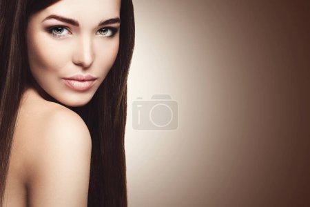 Photo for Portrait of beautiful young woman with straight long hair - Royalty Free Image