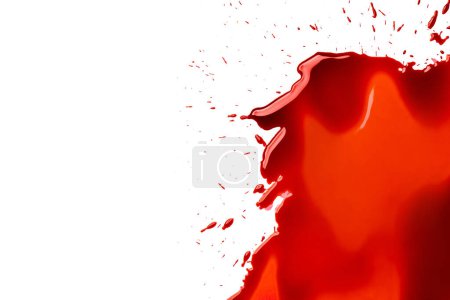 Photo for Pool of red paint looks like blood on white background. Graphic resource. - Royalty Free Image