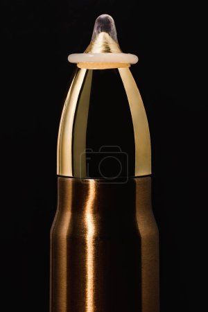 Photo for Make love, not war. Pacifism and non-violence movement. Big bullet with a condom on the top. - Royalty Free Image