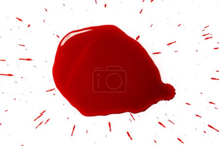Photo for Blood splatter on white background. Graphic resource. - Royalty Free Image