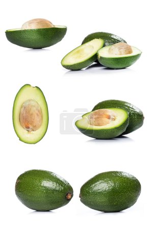 Photo for Collection of different avocado fruits isolated on white background - Royalty Free Image