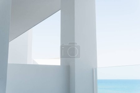 Photo for Facade details of modern minimalistic white building. - Royalty Free Image