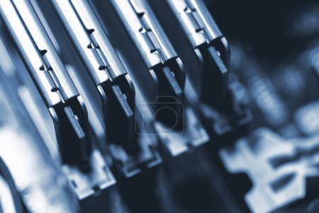 Photo for Four sticks of DDR RAM memory inside modern personal computer. - Royalty Free Image
