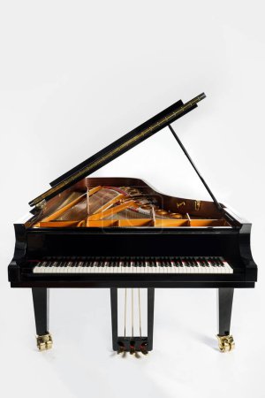 Photo for Luxury grand piano with open lid on white background - Royalty Free Image