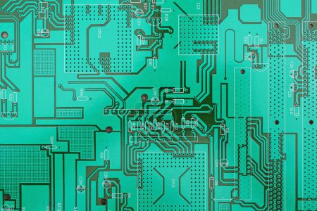 Photo for Background of printed circuit board without chips and components. - Royalty Free Image