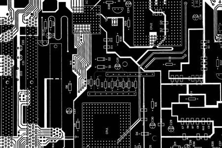 Téléchargez les photos : Superposition de circuit imprimé avec fond noir. - en image libre de droit